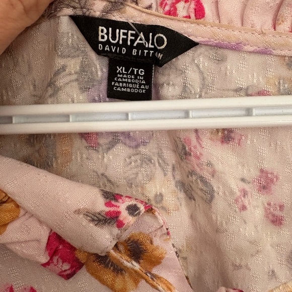 Women’s Buffalo David Bitton Pink Floral Cap Sleeve Blouse size XL - Picture 3 of 8